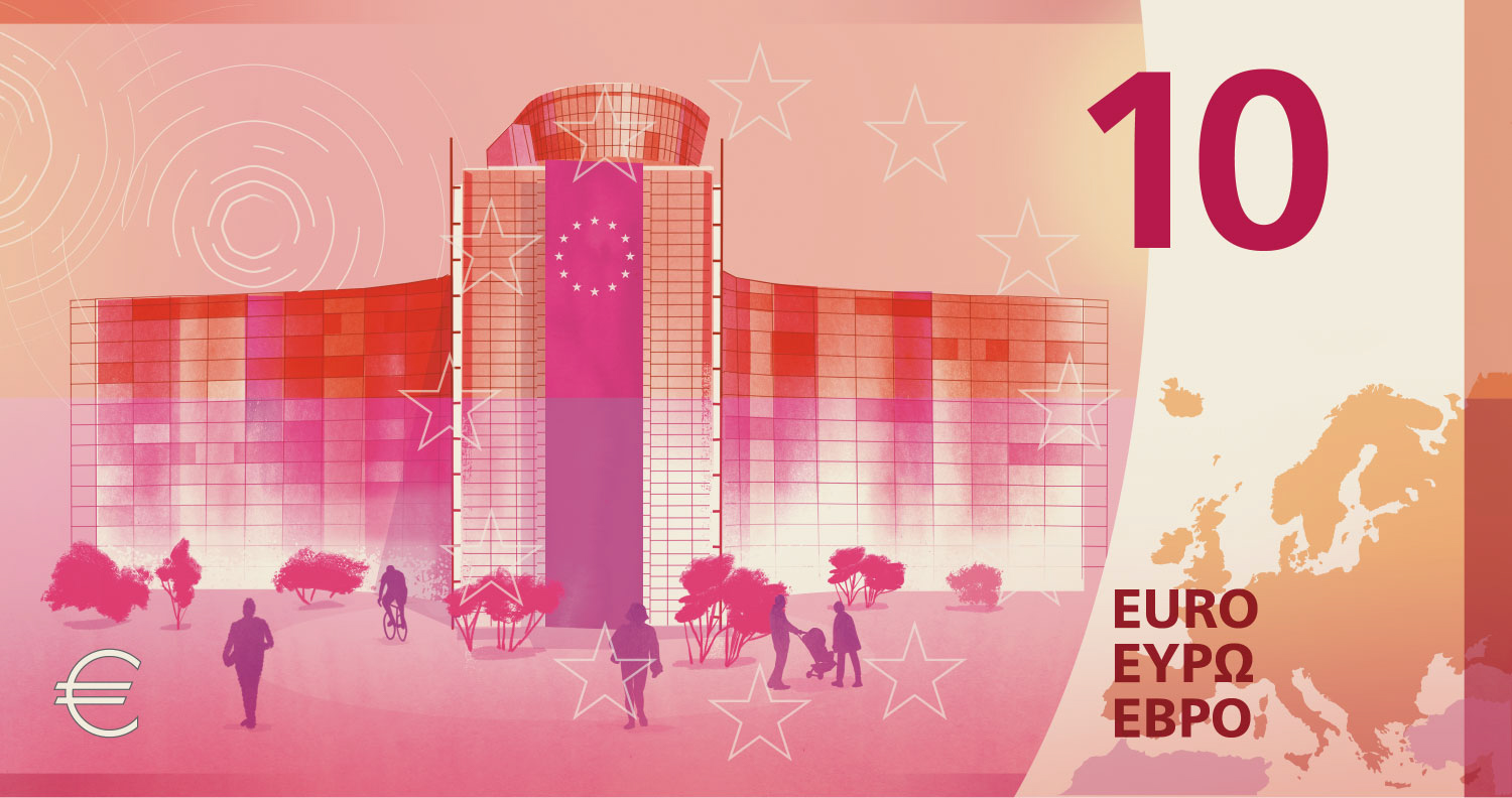 This image is part of design proposal H, created by Atelier Goppel-Toperngpong, and has been shortlisted by the ECB as a potential design for the third euro banknote series. An independent jury selected it as part of a design contest run by the ECB from Summer 2025 to Summer 2026, during which designers across the EU were invited to create design proposals for the themes "European Culture" or "Rivers and birds".

Copyright: European Central Bank 2026
 
Conditions of use
The images depict design proposals for possible future euro banknotes. They do not depict issued euro banknotes and must not be presented as final or approved future designs.
The images are protected by intellectual property rights and are made available for information, editorial, educational and news-reporting purposes only.
Unless expressly authorised in writing by the European Central Bank, the images may not be:
used for commercial, advertising, promotional or merchandising purposes, including on clothing, products, packaging or other goods or services;
altered, adapted, incorporated into other designs or used to create derivative works;
used in a manner suggesting endorsement, sponsorship or association by the European Central Bank or the Eurosystem;
used in a misleading, deceptive, unlawful or offensive context; or
used in any manner that may adversely affect the reputation, interests or rig