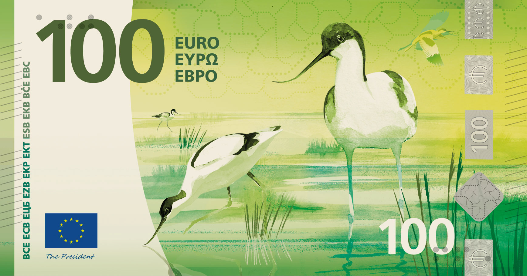 This image is part of design proposal H, created by Atelier Goppel-Toperngpong, and has been shortlisted by the ECB as a potential design for the third euro banknote series. An independent jury selected it as part of a design contest run by the ECB from Summer 2025 to Summer 2026, during which designers across the EU were invited to create design proposals for the themes "European Culture" or "Rivers and birds".

Copyright: European Central Bank 2026
 
Conditions of use
The images depict design proposals for possible future euro banknotes. They do not depict issued euro banknotes and must not be presented as final or approved future designs.
The images are protected by intellectual property rights and are made available for information, editorial, educational and news-reporting purposes only.
Unless expressly authorised in writing by the European Central Bank, the images may not be:
used for commercial, advertising, promotional or merchandising purposes, including on clothing, products, packaging or other goods or services;
altered, adapted, incorporated into other designs or used to create derivative works;
used in a manner suggesting endorsement, sponsorship or association by the European Central Bank or the Eurosystem;
used in a misleading, deceptive, unlawful or offensive context; or
used in any manner that may adversely affect the reputation, interests or rig