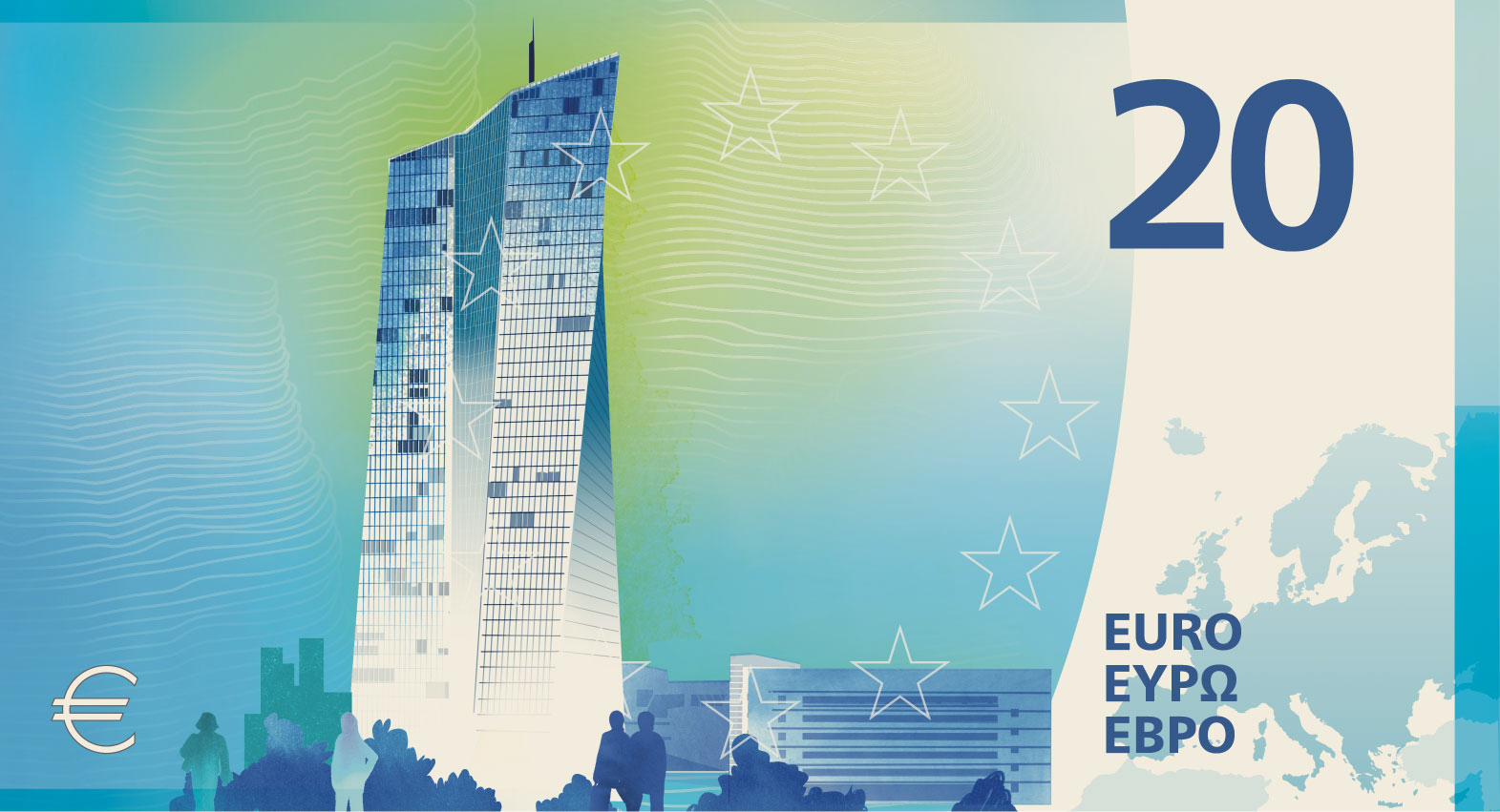 This image is part of design proposal H, created by Atelier Goppel-Toperngpong, and has been shortlisted by the ECB as a potential design for the third euro banknote series. An independent jury selected it as part of a design contest run by the ECB from Summer 2025 to Summer 2026, during which designers across the EU were invited to create design proposals for the themes "European Culture" or "Rivers and birds".

Copyright: European Central Bank 2026
 
Conditions of use
The images depict design proposals for possible future euro banknotes. They do not depict issued euro banknotes and must not be presented as final or approved future designs.
The images are protected by intellectual property rights and are made available for information, editorial, educational and news-reporting purposes only.
Unless expressly authorised in writing by the European Central Bank, the images may not be:
used for commercial, advertising, promotional or merchandising purposes, including on clothing, products, packaging or other goods or services;
altered, adapted, incorporated into other designs or used to create derivative works;
used in a manner suggesting endorsement, sponsorship or association by the European Central Bank or the Eurosystem;
used in a misleading, deceptive, unlawful or offensive context; or
used in any manner that may adversely affect the reputation, interests or rig